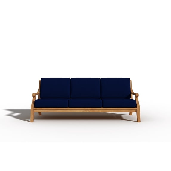 Curated Maison Adrien 87.25" Teak Deep Seating Outdoor Sofa with Navy Cushion
