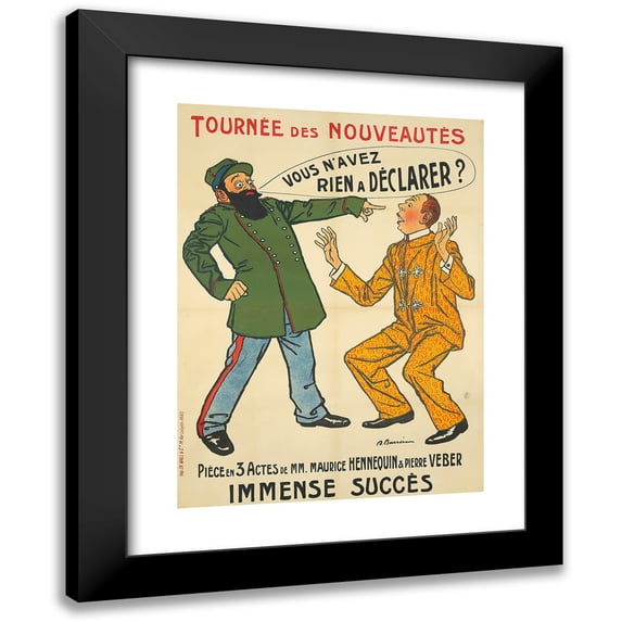 Adrien Barrère 11x14 Black Modern Framed Museum Art Print Titled - Tournee Des Novelties, You Have Nothing to Declare