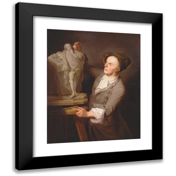 Adrien Carpentiers 20x24 Black Modern Framed Museum Art Print Titled - Louis-Francois Roubiliac Modelling His Monument to Shakespeare