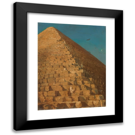 Adrien Dauzats 19x24 Black Modern Framed Museum Art Print Titled - The Great Pyramid, Giza (1830)