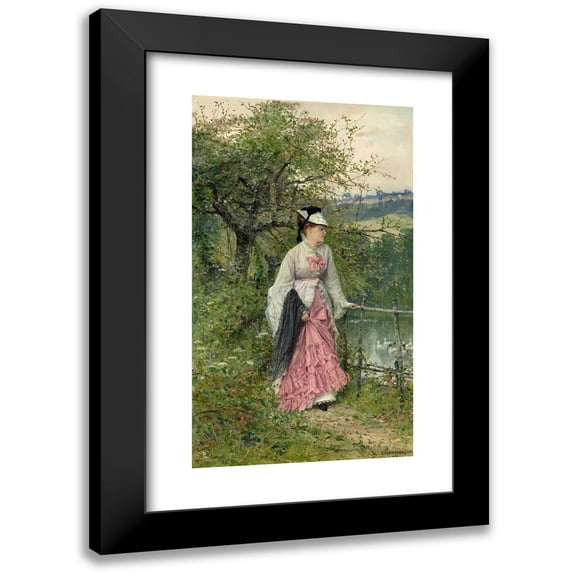 Adrien Moreau 12x18 Black Modern Framed Museum Art Print Titled - Contemplation (1873)