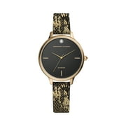 Adrienne Vittadini Black Dial and Black Snake Print Leather Analog Watch