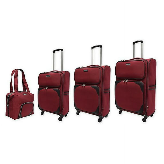Adrienne Vittadini Expandable 4-Piece Softside Spinner Luggage Set in Red