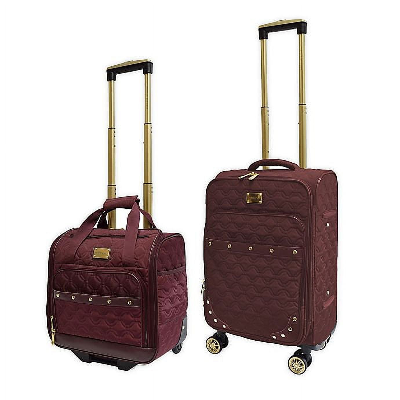 Adrienne Vittadini Geo Quilted 2 Piece Carry On Luggage Set in Red