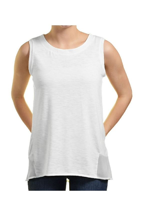 Ladies' High-Low Sleeveless Top (XXL, White)