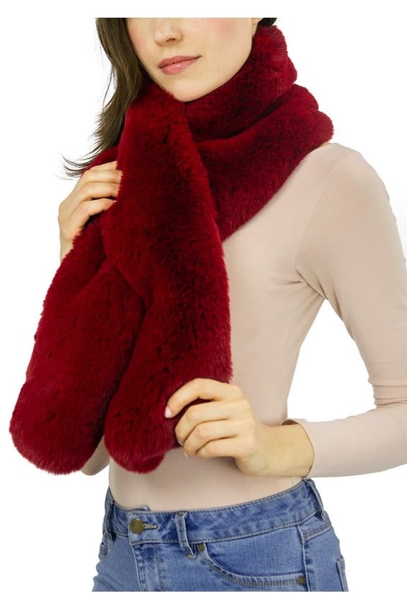 Women's Faux Mink Fur Pull Through Scarf