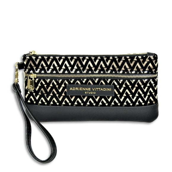 Adrienne Vittadini Women's RFID Protection Can hold your Phone Wristlet Wallet (Black, 420232)