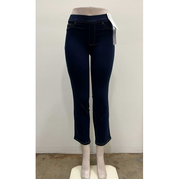Adrienne Vittadini Womens pull on stretch slim straight ankle length Denim Pants with back pockets , Indigo , 6
