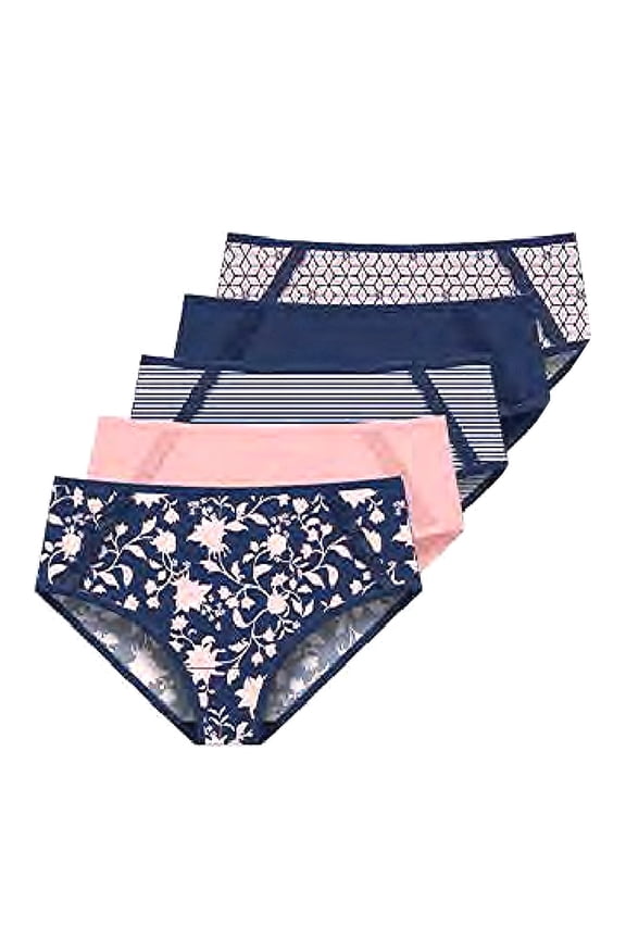 Intimates by Delta Burke Women's Stretch Microfiber Brief Panties 5-Pack - Panty Size Medium / 6 - FITS Clothing Pant Size 8/10