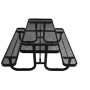 Adrinfly 6 ft.Rectangular Picnic Table with Umbrella Pole, Powder-Coated Steel Frame Outdoor Portable Table for Patio, Garden, Easy Installation, Black