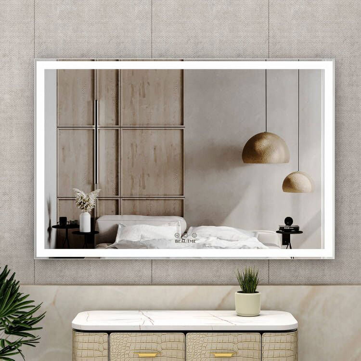 Adrinfly 60x40 inch Oversized LED Bathroom Mirror Wall Mounted Mirror ...