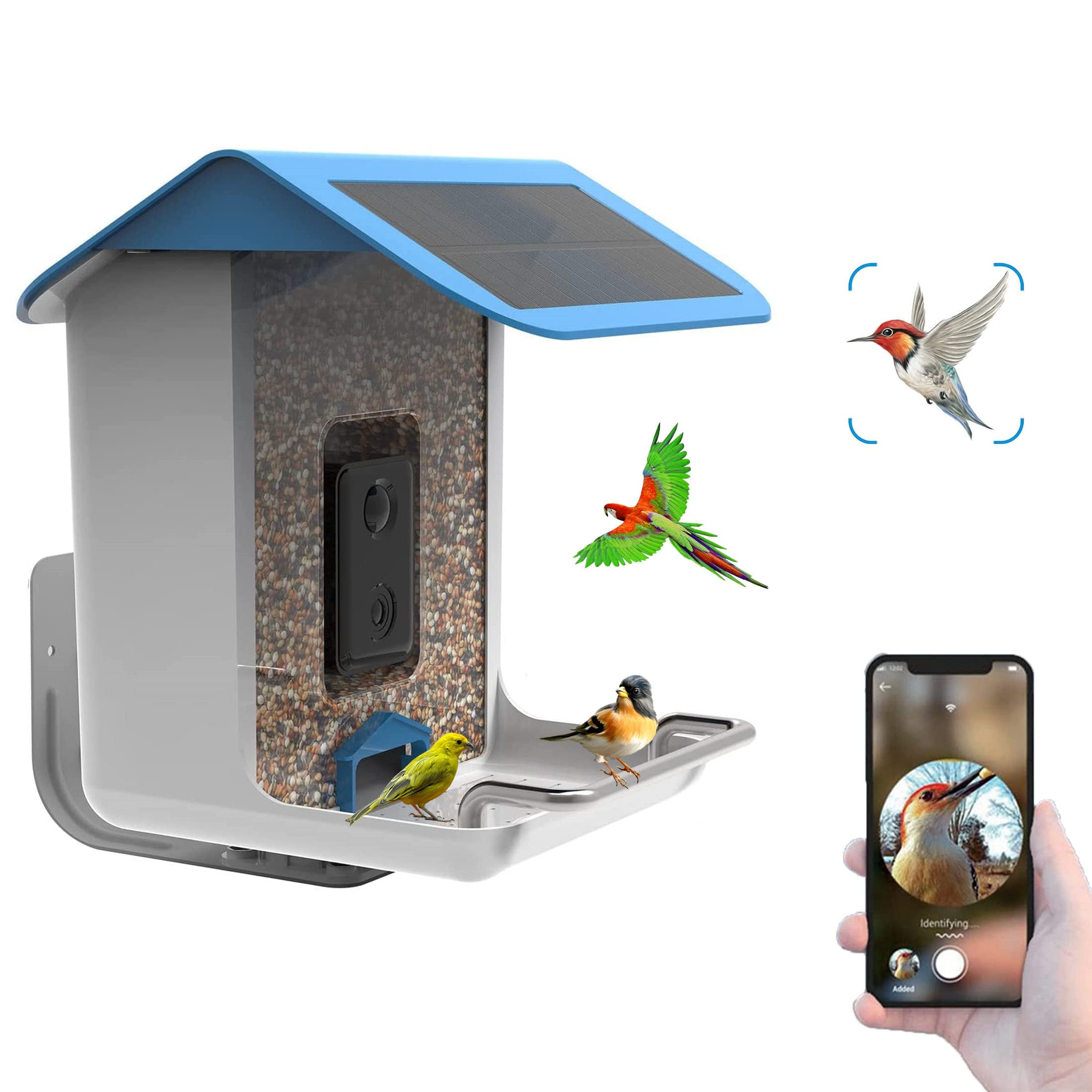 Adrinfly Smart Bird Feeder Camera with Solar Panel, HD, WiFi, App