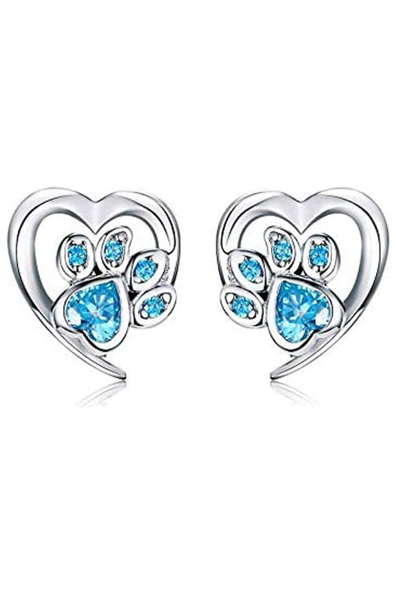 AdronQ 3 Colours Real 925 Sterling Silver Paw Dog Stud Earrings For Women