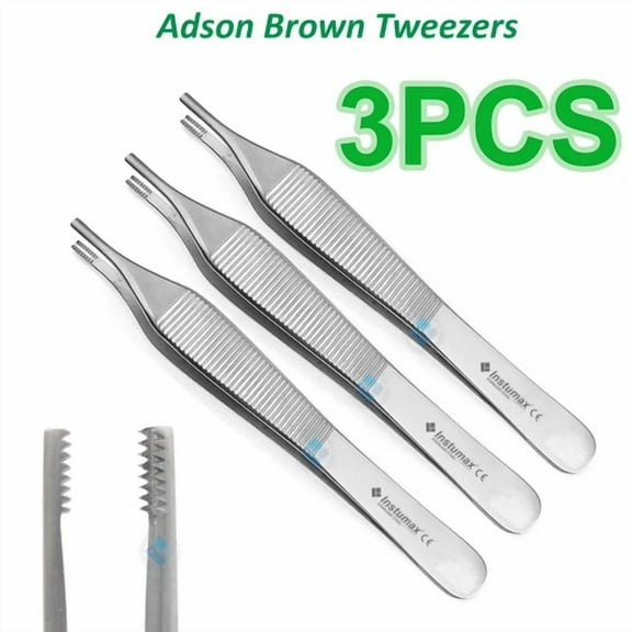 Adson Brown Delicate Tissue Tweezers Forceps Straight Atraumatic Plier 12.5Cm X3