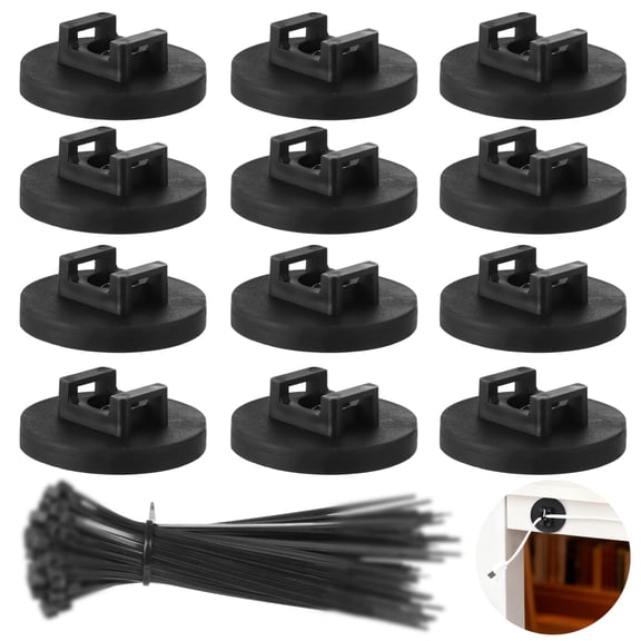 Adsorbent Cable Zip Tie Mounts, 12 Pcs Attractors with 100 Pcs Cable Zip Ties, Multipurpose Adsorbent Cable Holder for Cable Management, Wire Management Bases, Wire Cable Clips