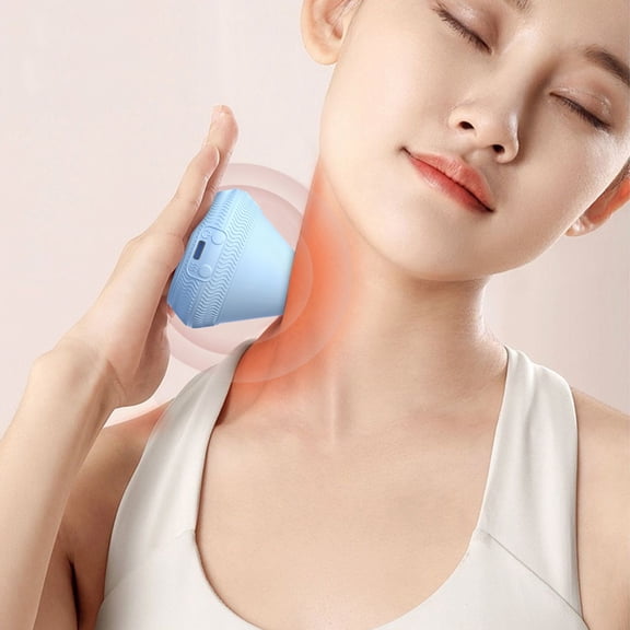 Adsorption Fascia Acupoint Relaxation Massager, Rvkxad Vibration Hot Compress Massage for Foot Shoulder Neck Waist, Hands-Free Portable Rechargeable Muscle Relief, Blue