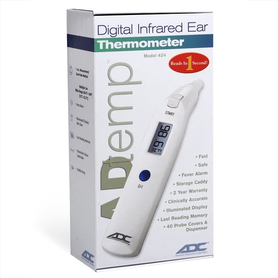 Adtemp Tympanic Ear Thermometer LCD Display 424 1 Each