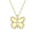 thumbnail image 1 of Adult 14KT Gold Flash Plated Butterfly Necklace with Simulated Diamonds, 1 of 6