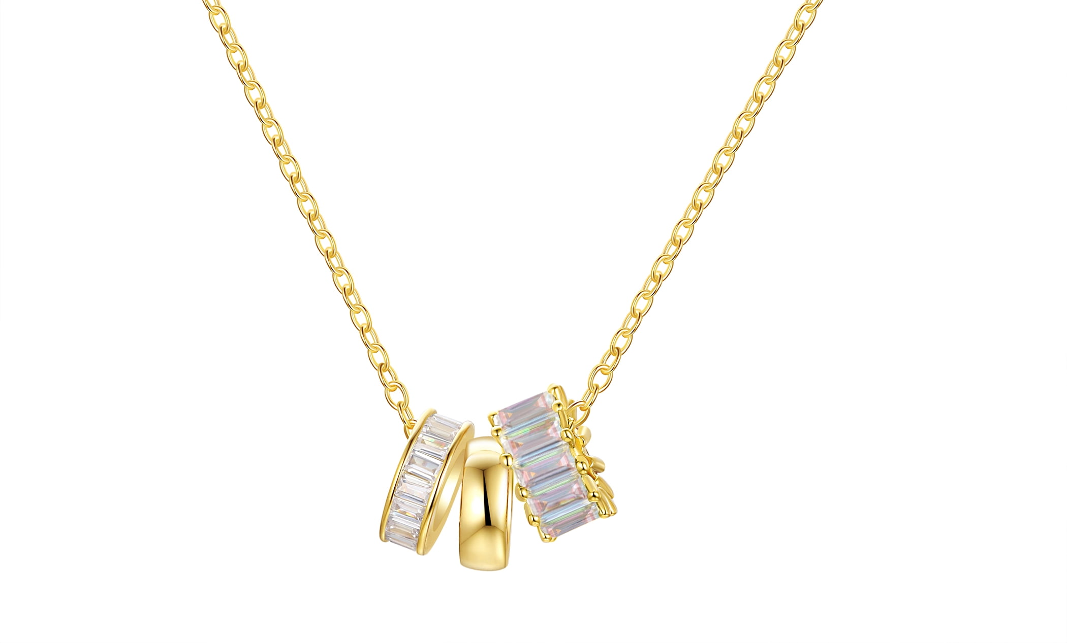 Adult 14KT Gold Flash Plated Ring Necklace with Simulated Diamonds
