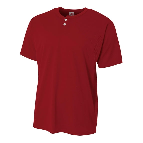 Adult 2-Button Mesh Henley Jersey N4130