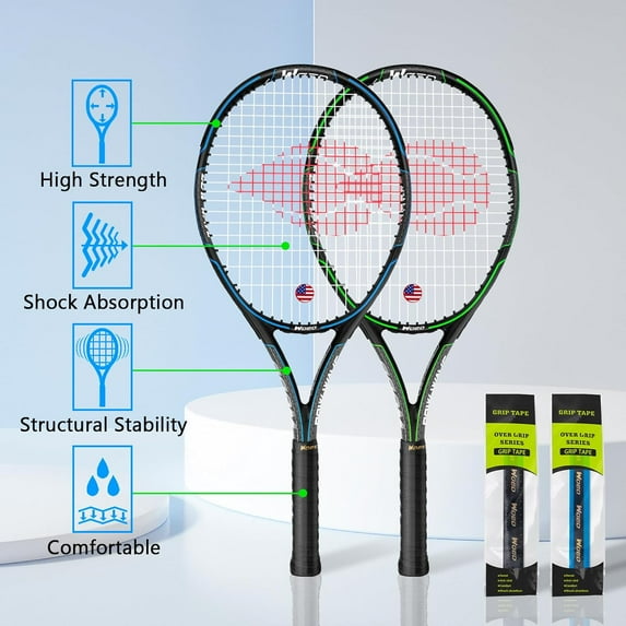 Adult 2 Player Tennis Racket Perfect for Beginner and Professional Players, 27" Speed Tennis Racquet Include Overgrips, Tennis Bag, Vibration Dampes, Covers