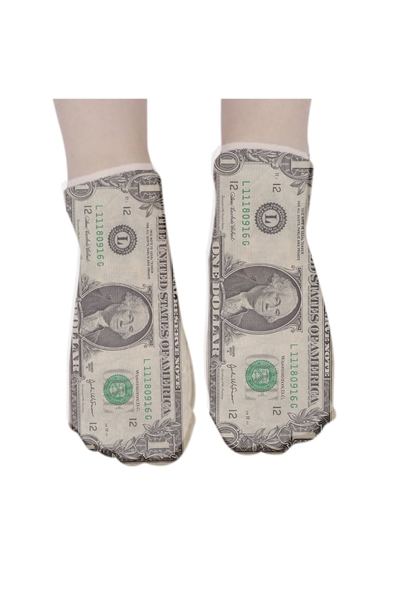 Adult 3D Print Short Ankle Socks Casual Funny Dollar Bill Money Patterned Invisible Socks Halloween Christmas Gift