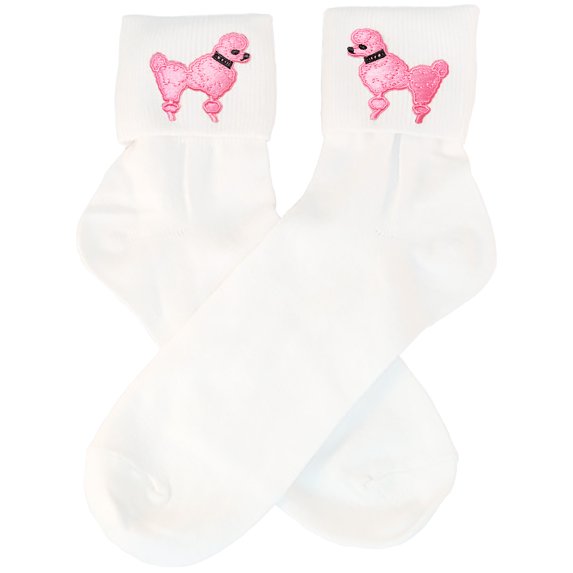 Adult - 50's Bobby Socks w/ Poodle - Hot Pink 2