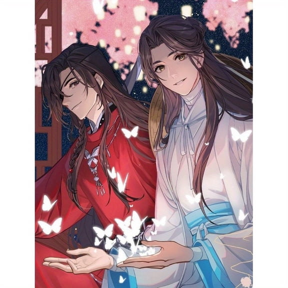 Adult 5D Diamond Painting Set, Heaven Official's Blessing Anime Pattern Theme Adult Diamond Painting Set, DIY Round Diamond Art Craft Set, Home Wall Decoration