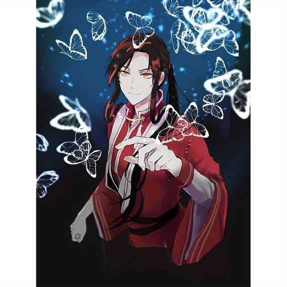 Adult 5D Diamond Painting Set, Heaven Official's Blessing Anime Pattern Theme Adult Diamond Painting Set, DIY Round Diamond Art Craft Set, Home Wall Decoration