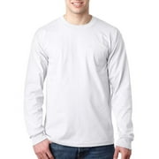 Adult 6.1 oz., 100% Cotton Long Sleeve Pocket T-Shirt WHITE XL