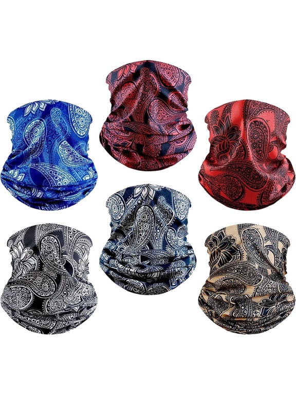 Adult 6 Pack Neck Gaiter Elastic Balaclavas Face Mask Versatile Bandana for Men Women