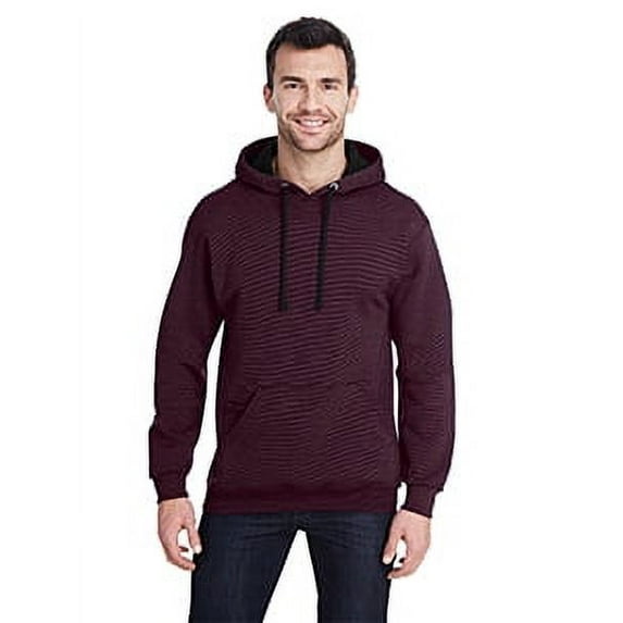 Adult 7.2 oz. Sofspun® Striped Hooded Sweatshirt - MAROON STRIPE - L