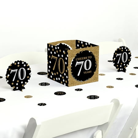 Adult 70th Birthday - Gold - Birthday Party Centerpiece & Table Decoration Kit