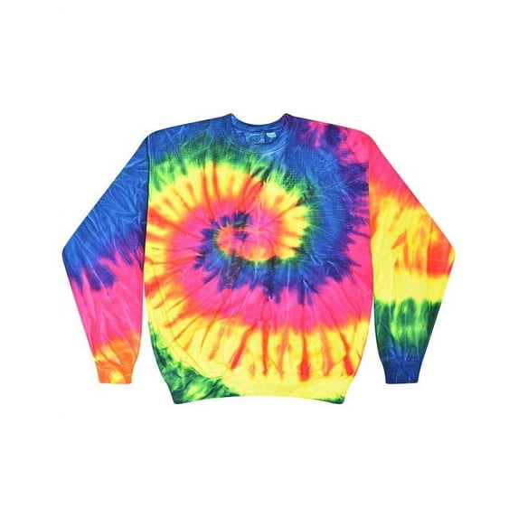 Adult 8.5 oz., 80/20 Crewneck Fleece - NEON RAINBOW - L