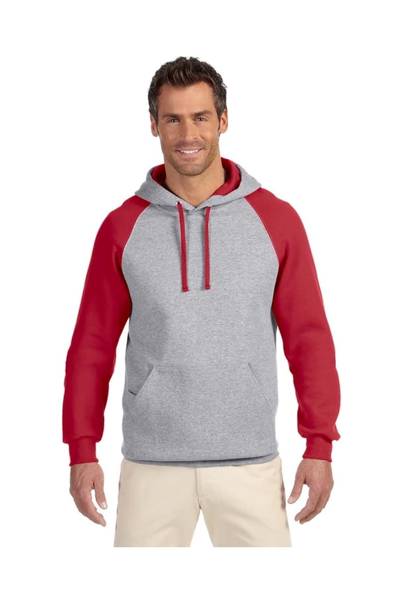 Adult 8 oz. NuBlendĀ® Colorblock Raglan Pullover Hooded Sweatshirt