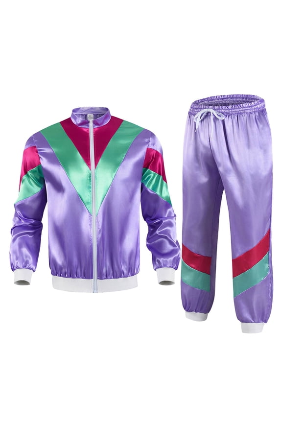 Adult 80s Tracksuit Retro Hop Windbreaker, Disco Tracksuit Sets Outfits Set, Themed Party Performance Wear