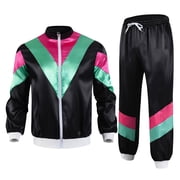 Adult 80s Tracksuit Retro Hop Windbreaker, Disco Tracksuit Sets Outfits Set, Themed Party Performance Wear