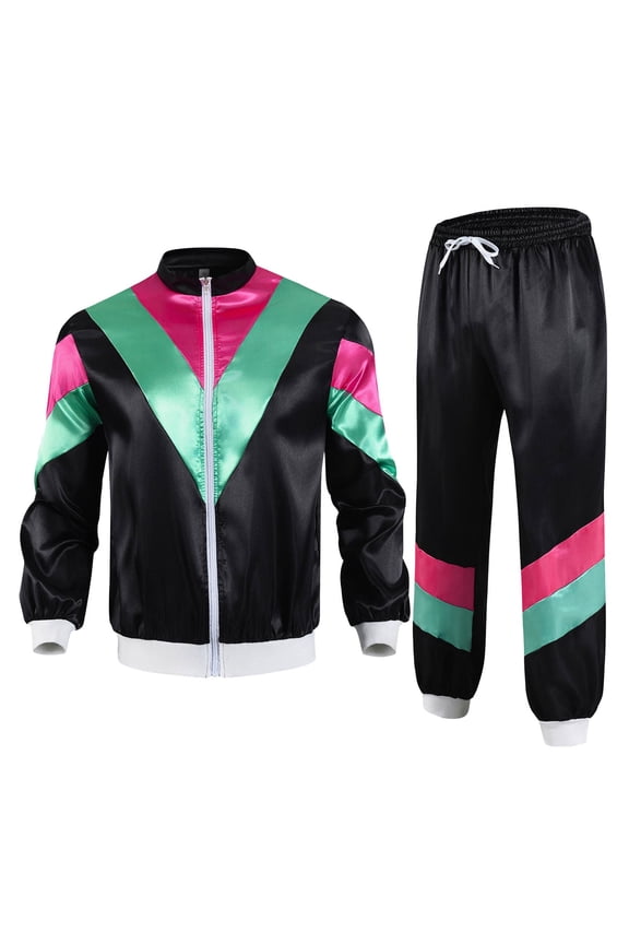 Adult 80s Tracksuit Retro Hop Windbreaker, Disco Tracksuit Sets Outfits Set, Themed Party Performance Wear