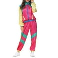 thumbnail image 1 of Adult 80s Tracksuit Retro Hop Windbreaker Disco Tracksuit Sets Colorblock Outfits Set Hot Pink M, 1 of 9