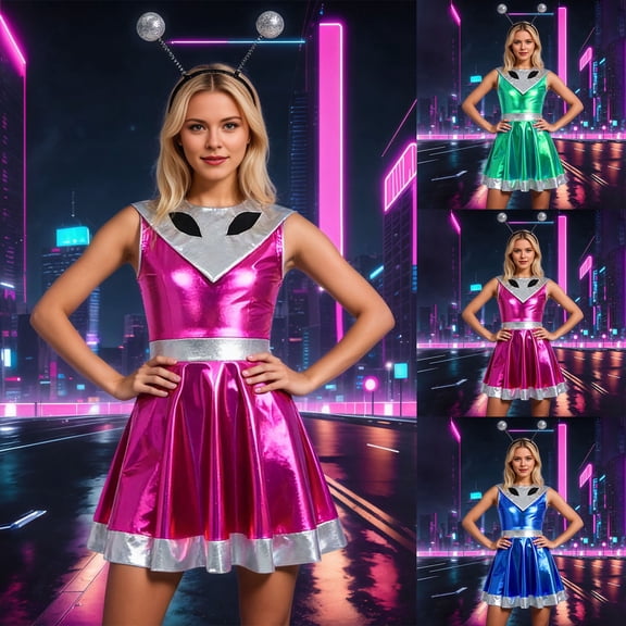 Adult AI Artificial Intelligence Alien Role Play Dress Up Dress Up Hot Pink XXL