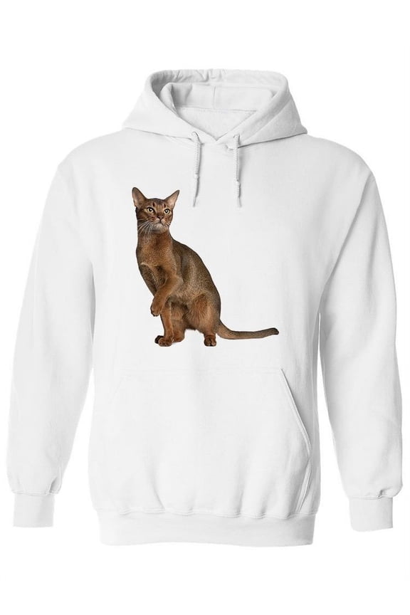 Adult Abyssinian Cat Raising Paw Hoodie Women -Image by Shutterstock, Female Small