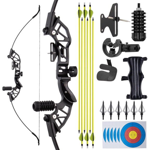 Adult Adjustable Draw Archery Set, Easy-to-Retrieve Hybrid Carbon Fluorescent Arrows, Complete Accessories for Daily Practice, Target Shooting, and Forest Hunting