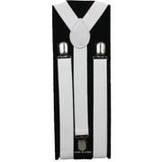 Adult Adjustable Suspenders White 1.5" Wide Stretch Clip On Braces Suspenders