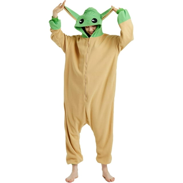 Adult Animal Yoda Onesie One Piece Cartoon Yoda Pajamas Jumpsuits 