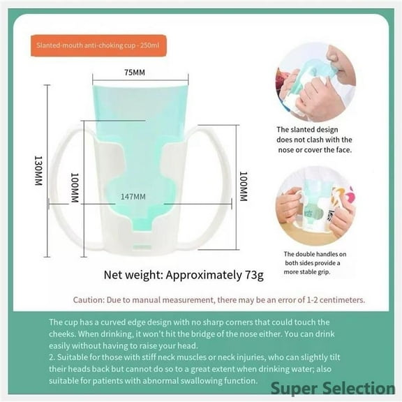 Adult Anti-Choking Sippy Cup With Handles, Spill-Proof Drinking Mug For Elderly & Disabled, Dysphagia Parkinson's Assistive Reusable Plastic Cup With Lid