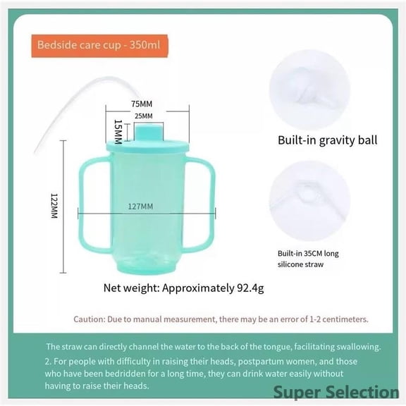 Adult Drinking Cup With Handles, Spill-Proof Anti-Choking Lid, Reusable Dysphagia Assist Cup For Elderly, Parkinson's, Stroke Recovery, Caregiver Supplies (12oz),A,One Size,funny