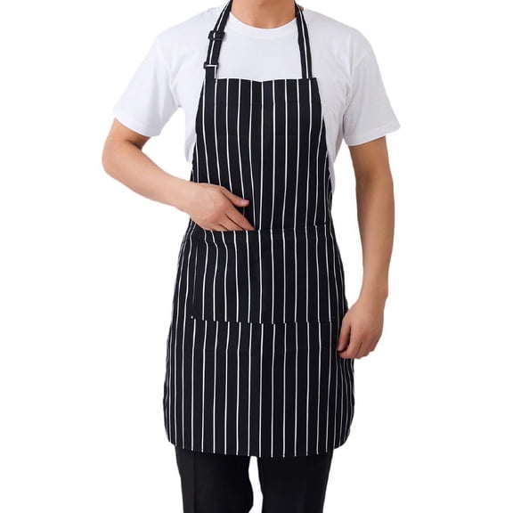 Adult Apron Striped Chef Waiter Apron Kitchen Cook Apron Pockets 2 Hot L5 A2Y7