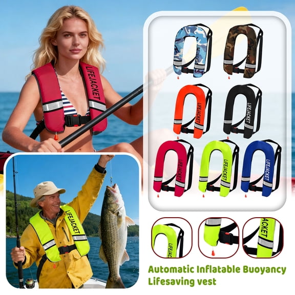 Adult Automatic Inflatable Kayak Vest PFD,Water Sports Vest for Boating Fishing Kayaking SUP Paddleboarding fit Weight Below 330 lbs