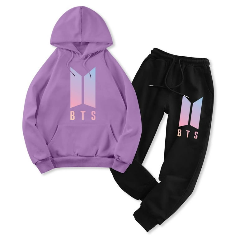 Adult BTS Pullover Hoodies and Sweatpants 2 Piece Outfit Set