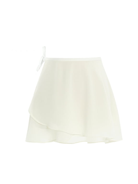 Adult Ballet Practice Dance Chiffon Skirt -Piece Wrap Apron for Daily Dancing Tie Short Skirt Beige S